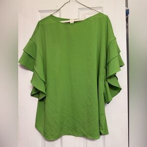 Elegant Green Ruffle Sleeve Blouse